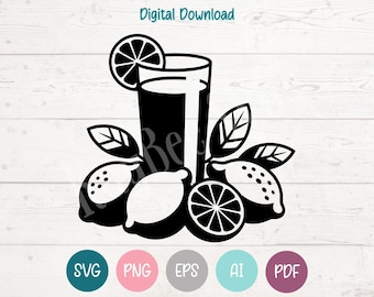 Lemonade SVG PNG Clipart Cut Files for Cricut, Silhouette, Laser Engraving, Sublimation (Digital)