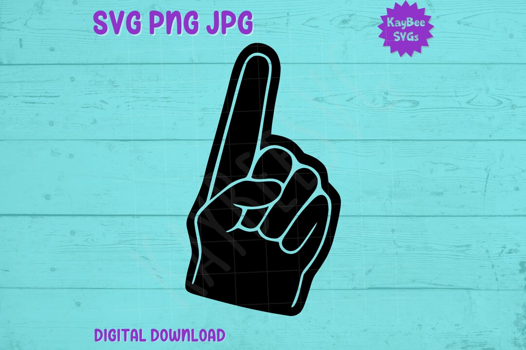 Foam Finger SVG PNG JPG Clipart Digital Cut File Download for Cricut Silhouette Sublimation