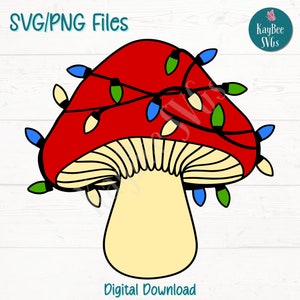 Noël champignon SVG PNG vacances Clipart pour Cricut, sublimation, gravure laser, fichier de coupe festive Cottagecore