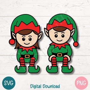 Weihnachtself SVG | Niedliche Feiertags Elfen Clipart für festliche Handwerk, Weihnachtshelfer Illustration | Schneide Dateien für Cricut, Silhouette
