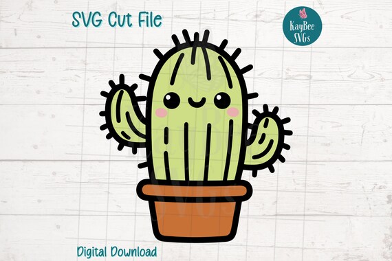 Kawaii Cactus Clipart | Happy Smiling Plant SVG PNG (digital) - Etsy