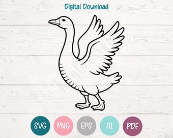 Flapping Goose SVG PNG Clipart Cut Files for Cricut, Silhouette, Laser Engraving, Sublimation (Digital)