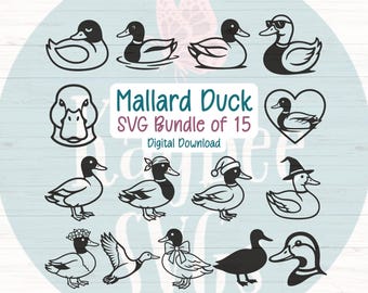 Mallard Duck SVG Bundle – 15 Clipart Designs (Commercial Use) (Digital)