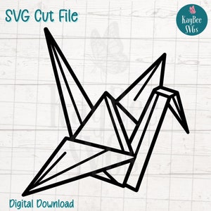 Origami Papier Kran SVG Schnitt Datei für Cricut, Silhouette, digitaler Download, druckbare Clipart, kommerzielle Nutzung Clip Art, Laser Schablone Umriss