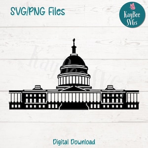 Arquivos de corte SVG PNG do Capitólio dos EUA para download digital de silhueta Cricut, gravação a laser, impressão por sublimação, clipart para uso comercial