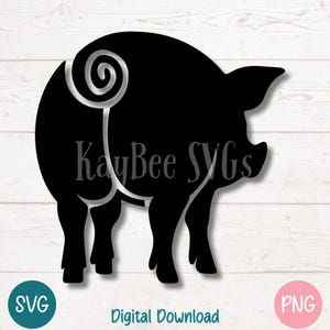 Pig Butt SVG, Funny Farm Animal Clipart PNG, Cute Pig Silhouette Cut File for Cricut, Silhouette, Sublimation, Laser Engraving, Printable