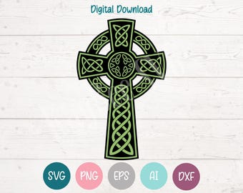 Celtic Cross SVG PNG Cut Files for Cricut, Silhouette Digital Download, Laser Engraving, Sublimation Printable, Commercial Use Clipart