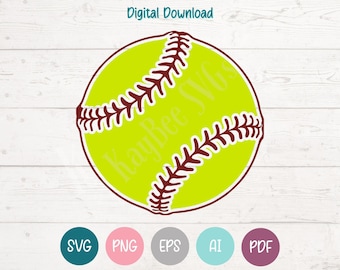 Softball SVG PNG Clipart Cut Files for Cricut, Silhouette, Laser Engraving, Sublimation (Digital)