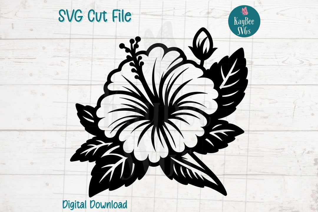 Hibiscus Flower SVG Cut File for Cricut, Silhouette, Digital Download ...