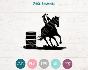 Barrel Racing SVG PNG Clipart Cut Files for Cricut, Silhouette, Laser Engraving, Sublimation (Digital)