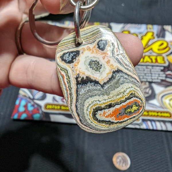 Vintage Fordite keychain Detroit Agate 1960s