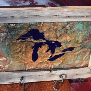 Great Lakes Copper Art, 18x22, Michigan Map art, Johnny Gladstone, SEE VIDEO