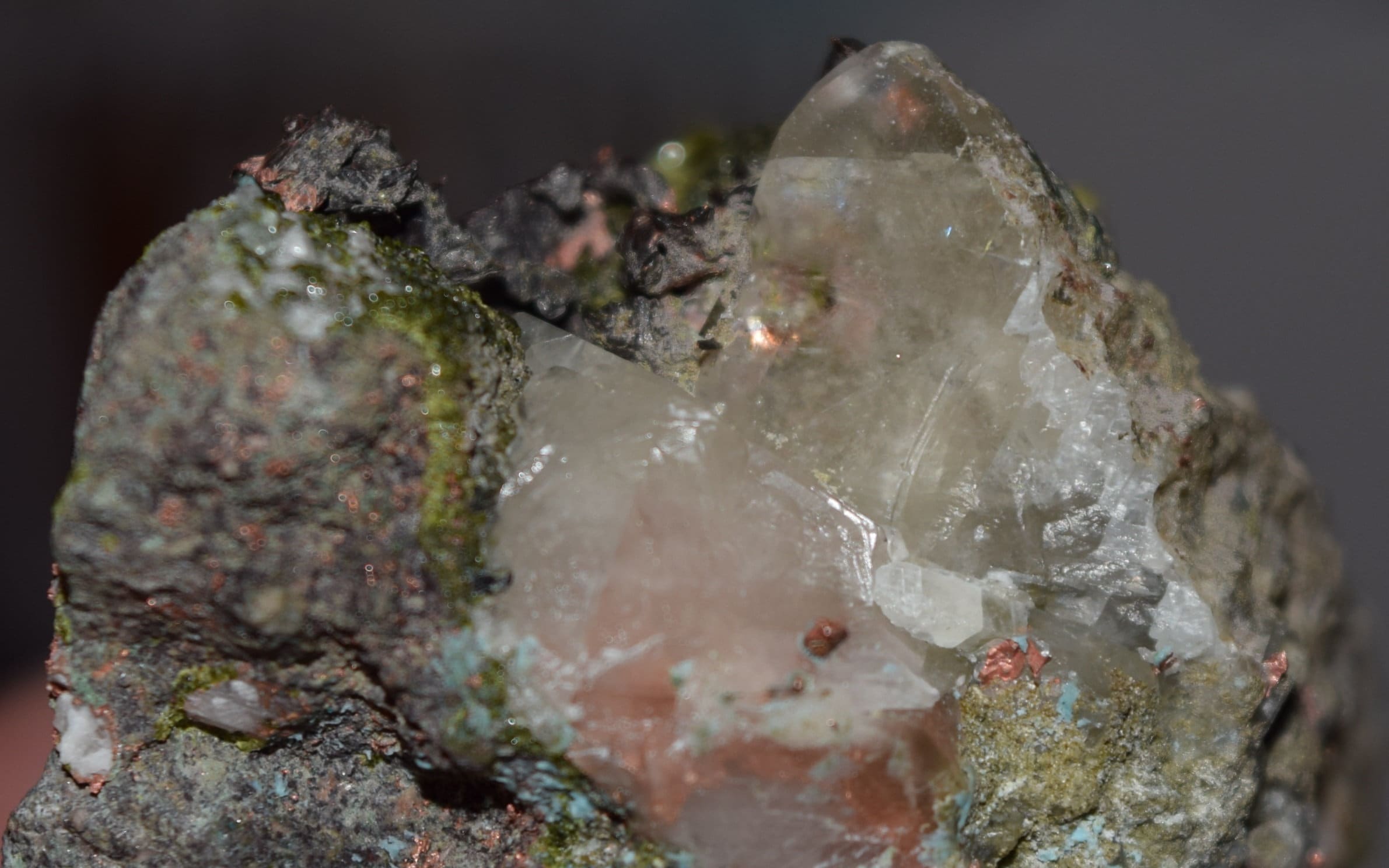 see video Museum Quality, Upper Peninsula Michigan, Calcite Crystals with Copper Inclusions Keweenaw County, Unique Rare Quincy Mine