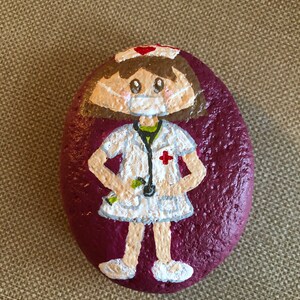 Nurse/Doctor painted rock paperweight
