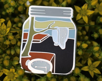 The Persistence of Memory in a Jar Hard Enamel Pin | lapel pin brooch badge flair melting clocks painting salvador dali