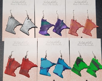 Minnesota Dangling Patterned and Simple Color Polymer Clay Dangling Earrings