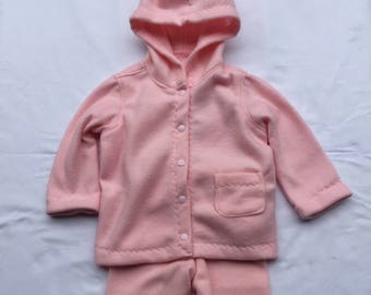 Baby Toddler Girl Handmade Fleece Hoodie Sweatshirt and Pant Set