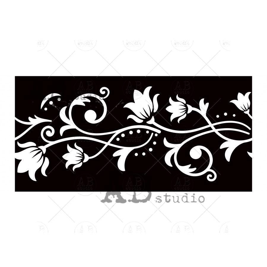 Floral Border Furniture Stencil | Vintage Scroll Flower Border for ...
