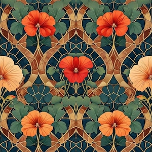 Stained Glass Blossom - 23.4" x 33.1" A1 Large Size Decoupage Paper for Furniture and Wall Art - Mint by Michelle