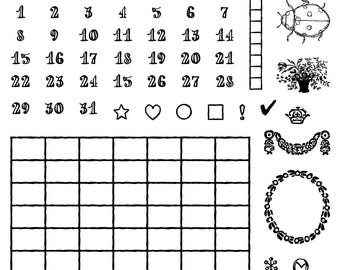 A Timely Tale IOD Stamp | 6x6 Vintage Calendar  Botanical Decor Stamp Sheet Set by Iron Orchid Designs | Journal, Planner  Farmhouse Craft