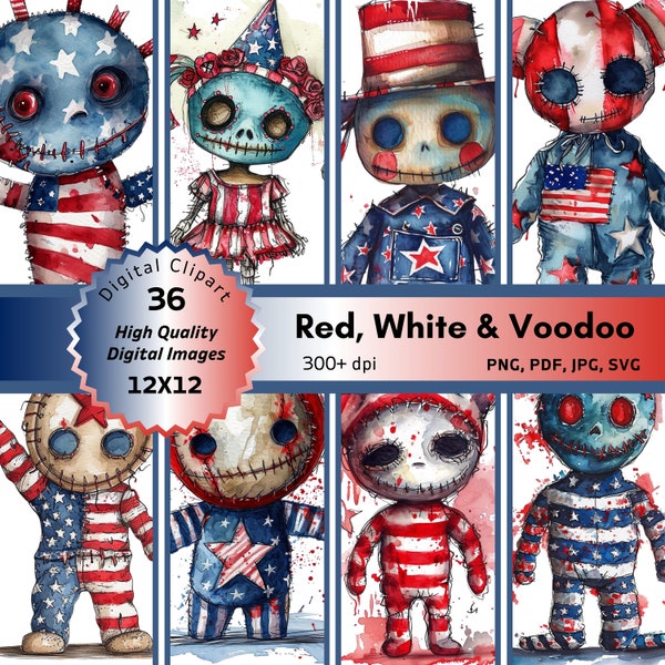 Patriotic Voodoo Doll Clipart: Red White & Voodoo PNG, PDF, SVG