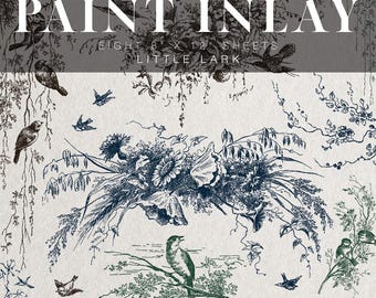 IOD Little Lark Paint Inlay | FIRST EVER 8x12 Beginner-Friendly Decor Inlay by Iron Orchid Designs | Vintage Birds & Botanical Designs