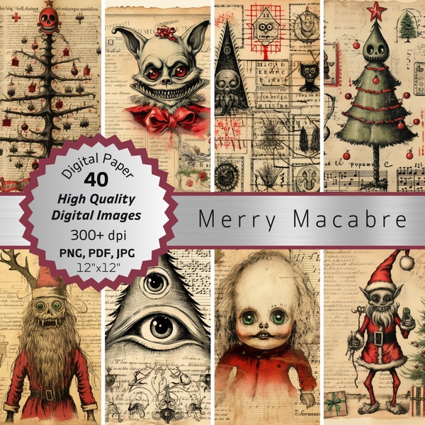 Digital Download Creepy CHRISTMAS Witch Craft GOTHIC Junk Scrapbook JOURNAL Kit Papers For Commercial Uses