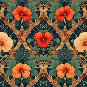 Stained Glass Blossom - 11.7" x 16.5" A3 Size Decoupage Paper - Mint by Michelle