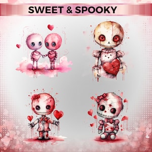 Spooky Valentines Day Card PNG Voodoo Dolls Valentines Card Creepy Love ...