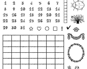 A Timely Tale IOD Stamp | 6x6 Vintage Calendar  Botanical Decor Stamp Sheet Set by Iron Orchid Designs | Journal, Planner  Farmhouse Craft