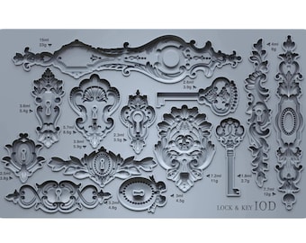 Lock & Key 6x10 IOD Clay and Resin Mould for Furniture and Home Decor Crafts