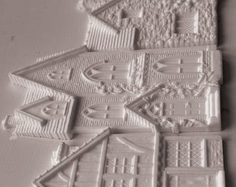 Charlbury Lane IOD Mould | 6x10 Vintage Village House Decor Mould by Iron Orchid Designs | Storybook Cottage Silicone Casting Mould