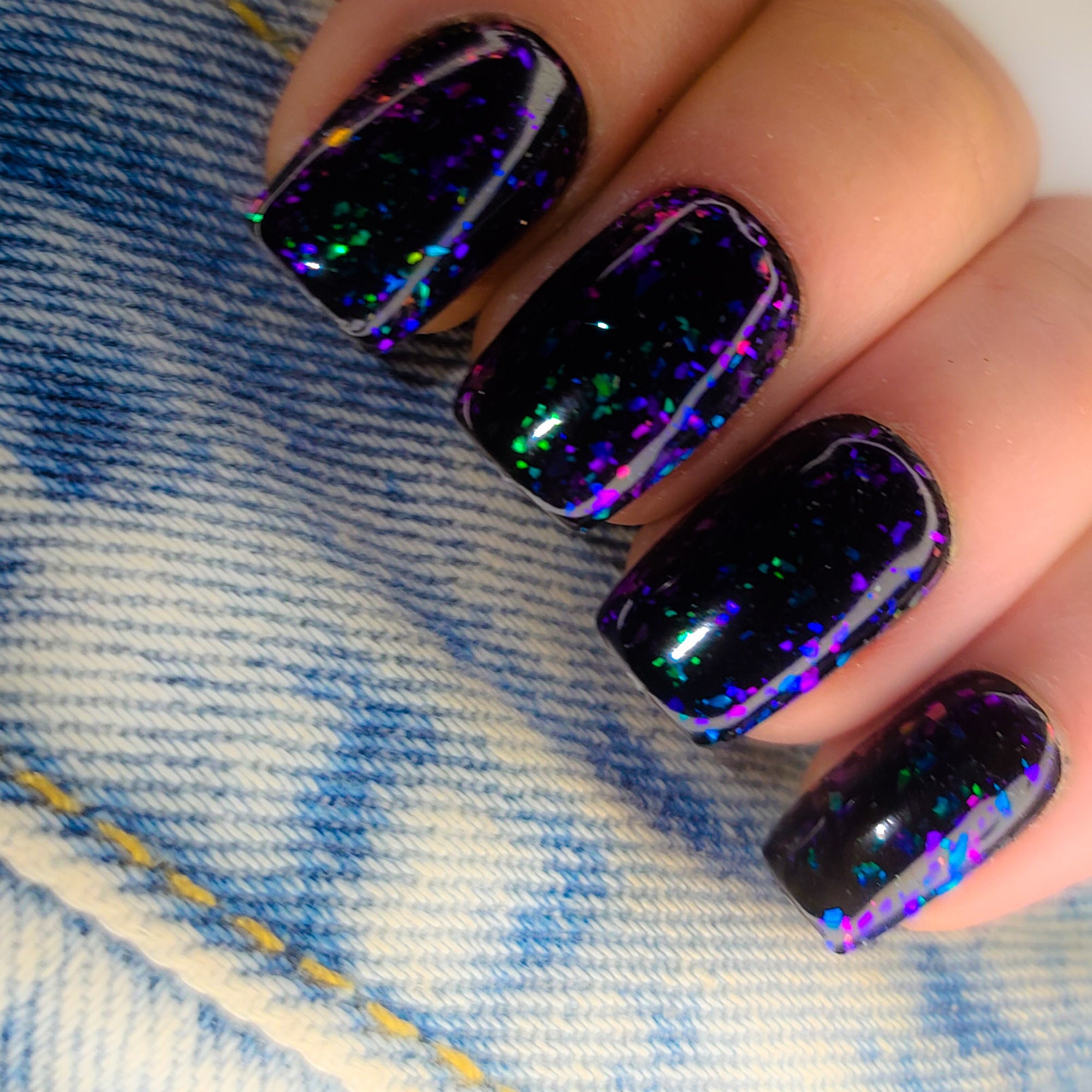 Hollywood Semi Sheer Black Glitter Nail Polish