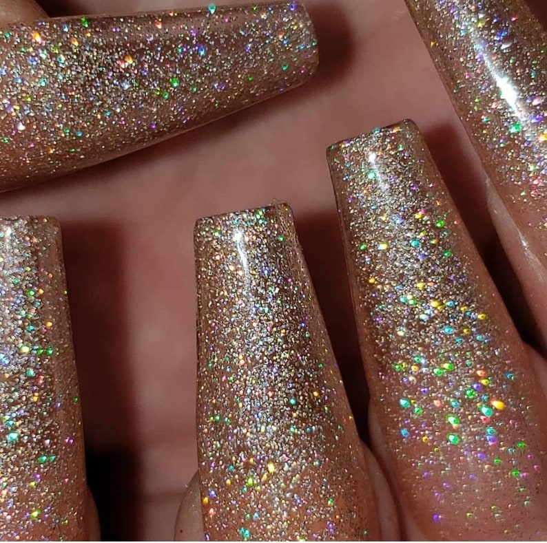 Reflective Gold Holographic Glitter Gel Polish 88 Etsy
