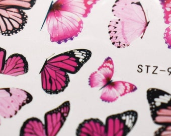 Rosa Schmetterling Nail Art Wasser Decals
