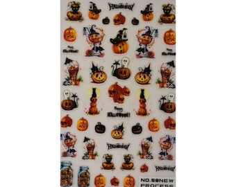 Spooky Pumpkin Nail Stickers - DIY Halloween Nail Art