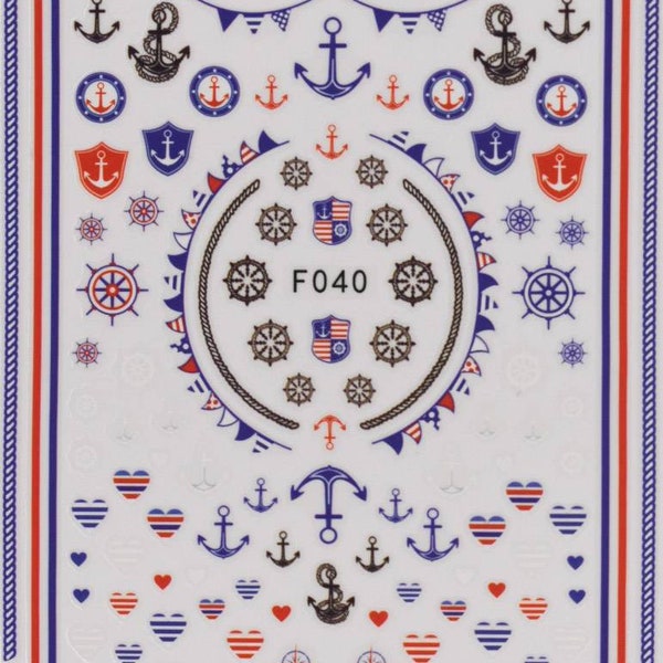 Nautical Nail Decals Etsy