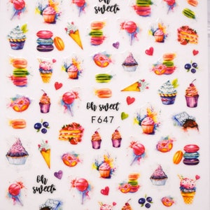 Summer Nail Decals, Ice Cream Nail Stickers, Cute Nail Art, 3D Nail Decals, Kawaii Nail Stickers, Fun Summer Nails, Y2K Nail Designs