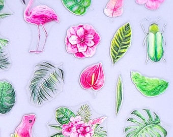5D zomernagelstickers: tropische flamingo, bladeren, vogels
