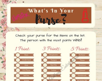 What's In Your Purse? Bridal Shower Game - Wedding Shower Game - Popular Wedding Games - Best Shower Game - Instant Printables - Bride Game