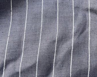 tissu lin Borsalino : bleu marine et blanc bleuté, largeur 145 cm vendu au mètre