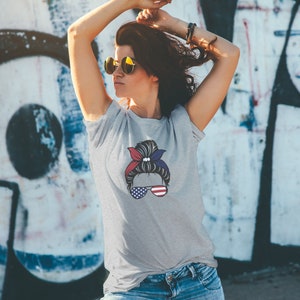 Patriotic Messy Bun T-Shirt