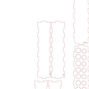 May include: Diagram showing the different pieces needed to assemble a box. The pieces are labeled "front", "back", "left", "right", and "bottom".