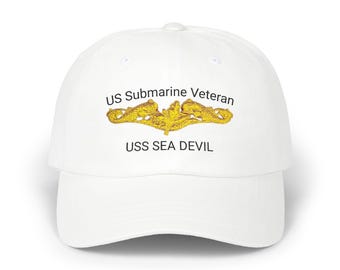 US Submarine Veteran Cap Supply Officer, Gold Supply Officer Dolphins, Military Navy Cap - Personalize with the text you want!