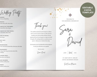 Coptic Orthodox Tri-fold Wedding Program | 8.5x11 Wedding Program | Egyptian Wedding Program, Orthodox Wedding Program | Digital Product