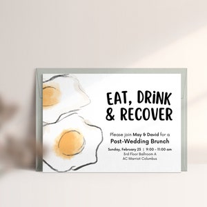 Brunch Invite | Post Wedding Brunch | Eat, Drink and Recover | Canva Template | DIGITAL DOWNLOAD