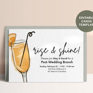 Rise & Shine Brunch Invite | Post Wedding Brunch | Breakfast Invite | Canva Template | DIGITAL DOWNLOAD | BT103