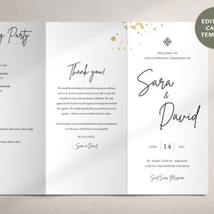 Coptic Orthodox Tri-fold Wedding Program | 8.5x11 Wedding Program | Egyptian Wedding Program, Orthodox Wedding Program | Digital Product