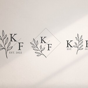 3 Minimalist Greenery Wedding Logos | Wedding Monograms | Editable Logo, Greenery Logo | Simple Premade Logo | INSTANT DOWNLOAD