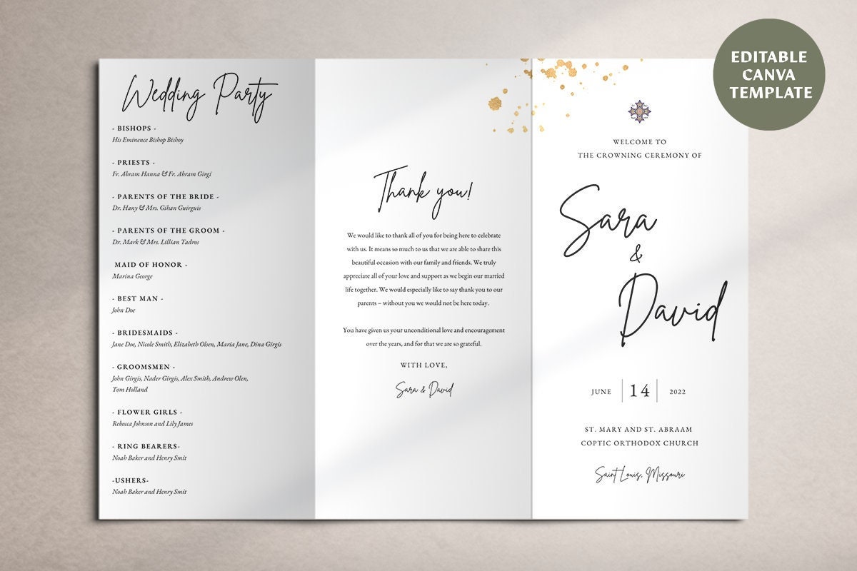 Coptic orthodox wedding ceremony booklet | Honestweddingadvice.com